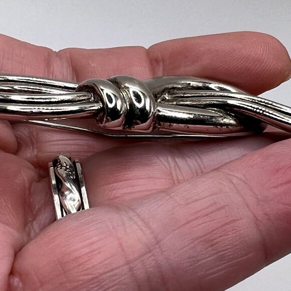 Erwin PEARL Signed Rope KNOT BROOCH Pin Mid Century Costume Jewelry - Picture 5 of 7